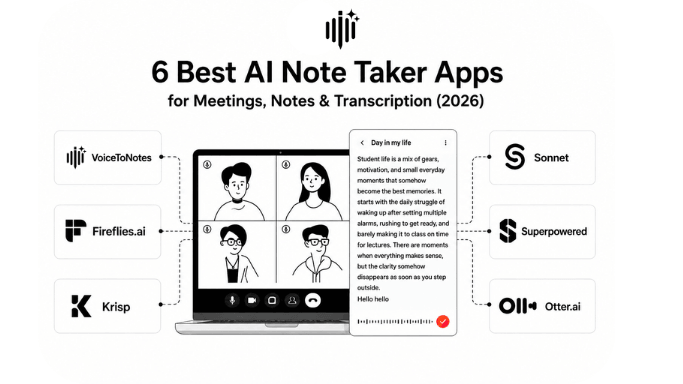 Cover for 6 Best AI Note Taker Apps for Meetings, Notes & Transcription (2026)